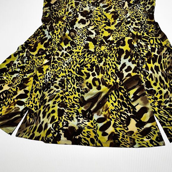 Susan Graver Liquid Knit Dress Animal Print Sleeveless Size 2X Scoop Neck Slits - Picture 4 of 10